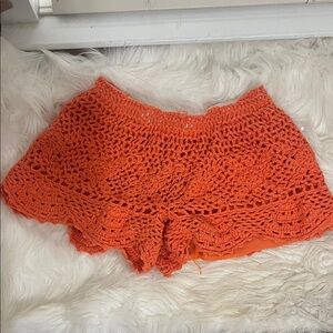 Orange Crochet Shorts for Teens